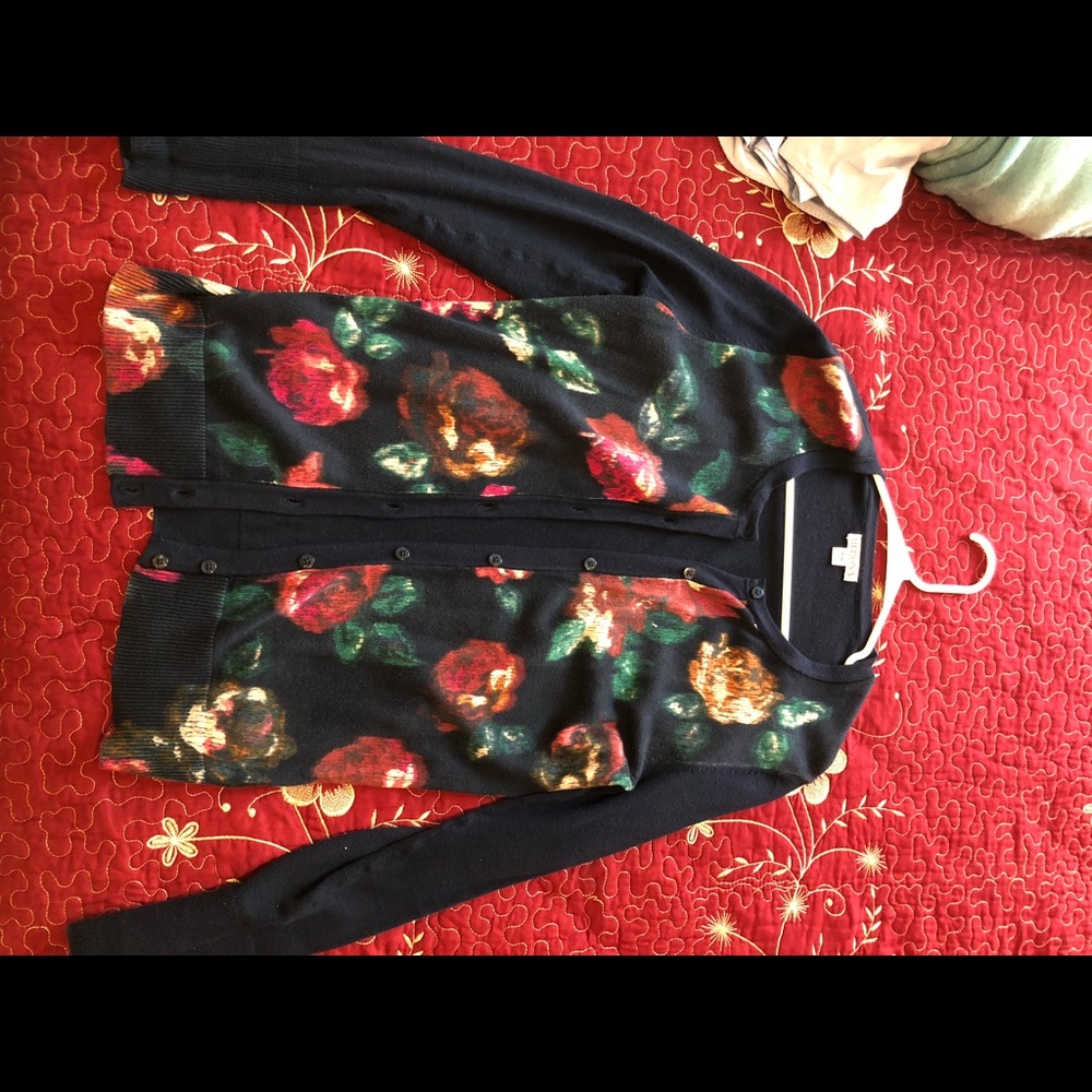 Merona blue with flowers cardigan